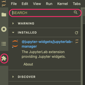 jupyterlabの拡張機能 検索方法